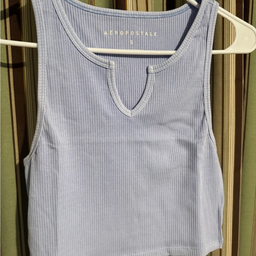 Aeropostale Gray Ribbed Crop Tank Top